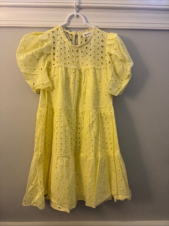 &merci Dresses & Skirts - &merci Butter Yellow Eyelet Tiered Mini Dress